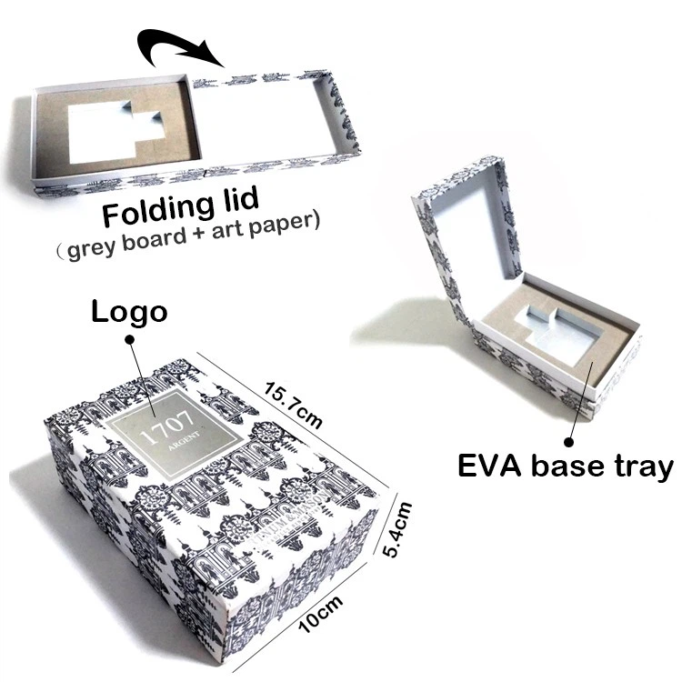 4.Custom Flip-Top Silver Stamping Perfume Gift Box-details